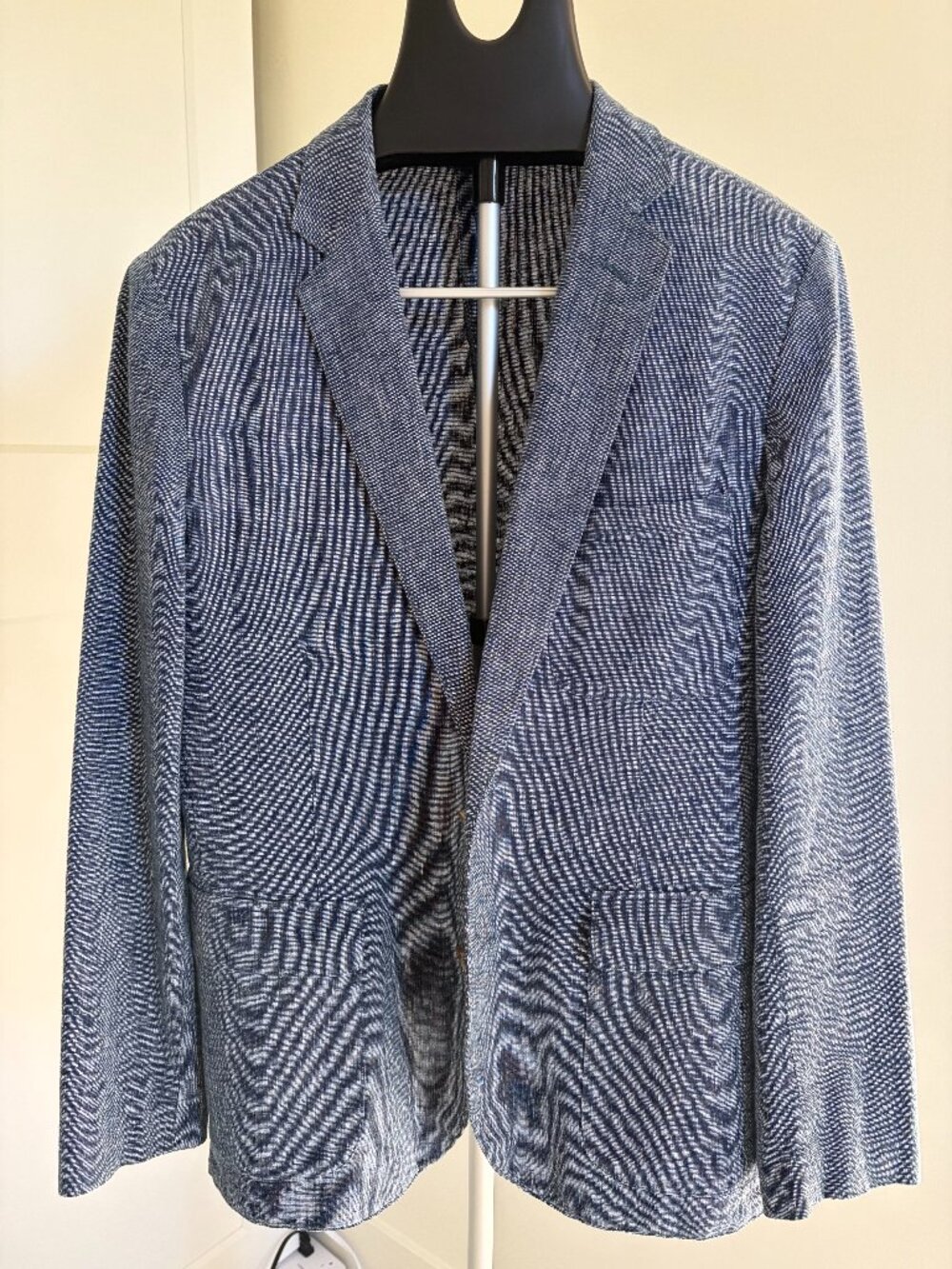 J.Crew Men's Unstructured Cotton Linen Blazer - Textured Blue Marled - Size M